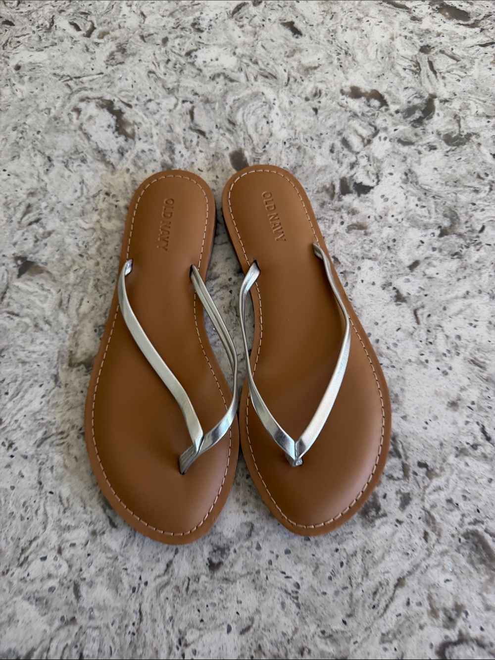 Old Navy Silver-Strap Tan Slide Sandals - Picture 6 of 6
